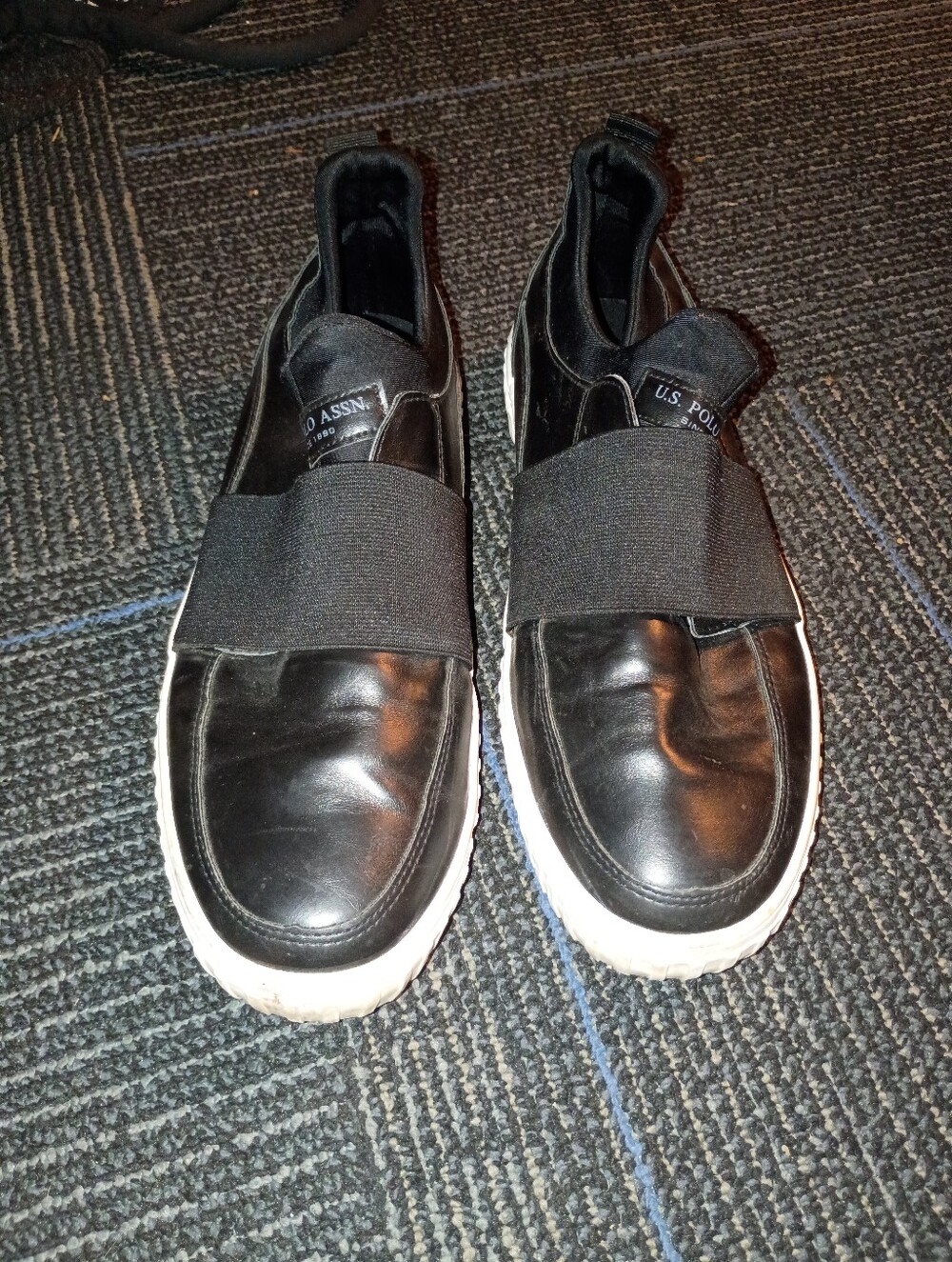 U.S. Polo Assn. Black Slip-On Elastic Band Sneakers with White Sole